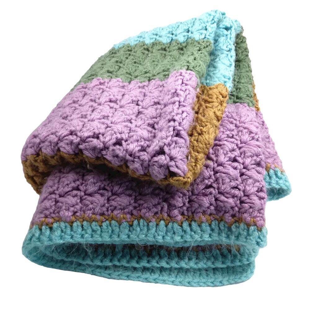 Crochet handmade blanket Pastel Color Block 35" x 41"
